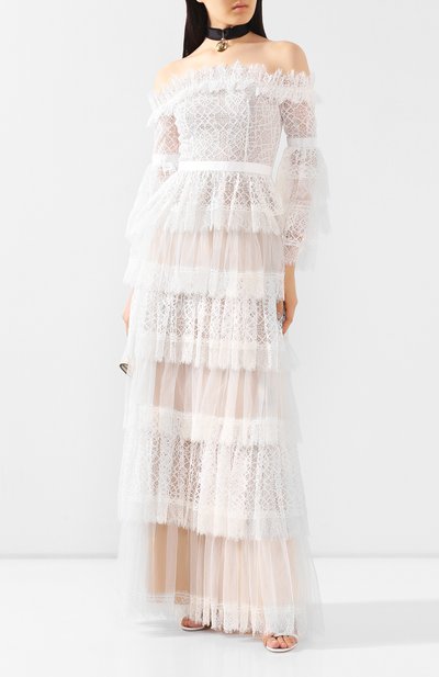 Платье-макси ZUHAIR MURAD белого цвета по цене 420000 руб., арт. DRS20027/LMIX006, фото 2 Платье-макси ZUHAIR MURAD, арт. DRS20027/LMIX006, фото 2