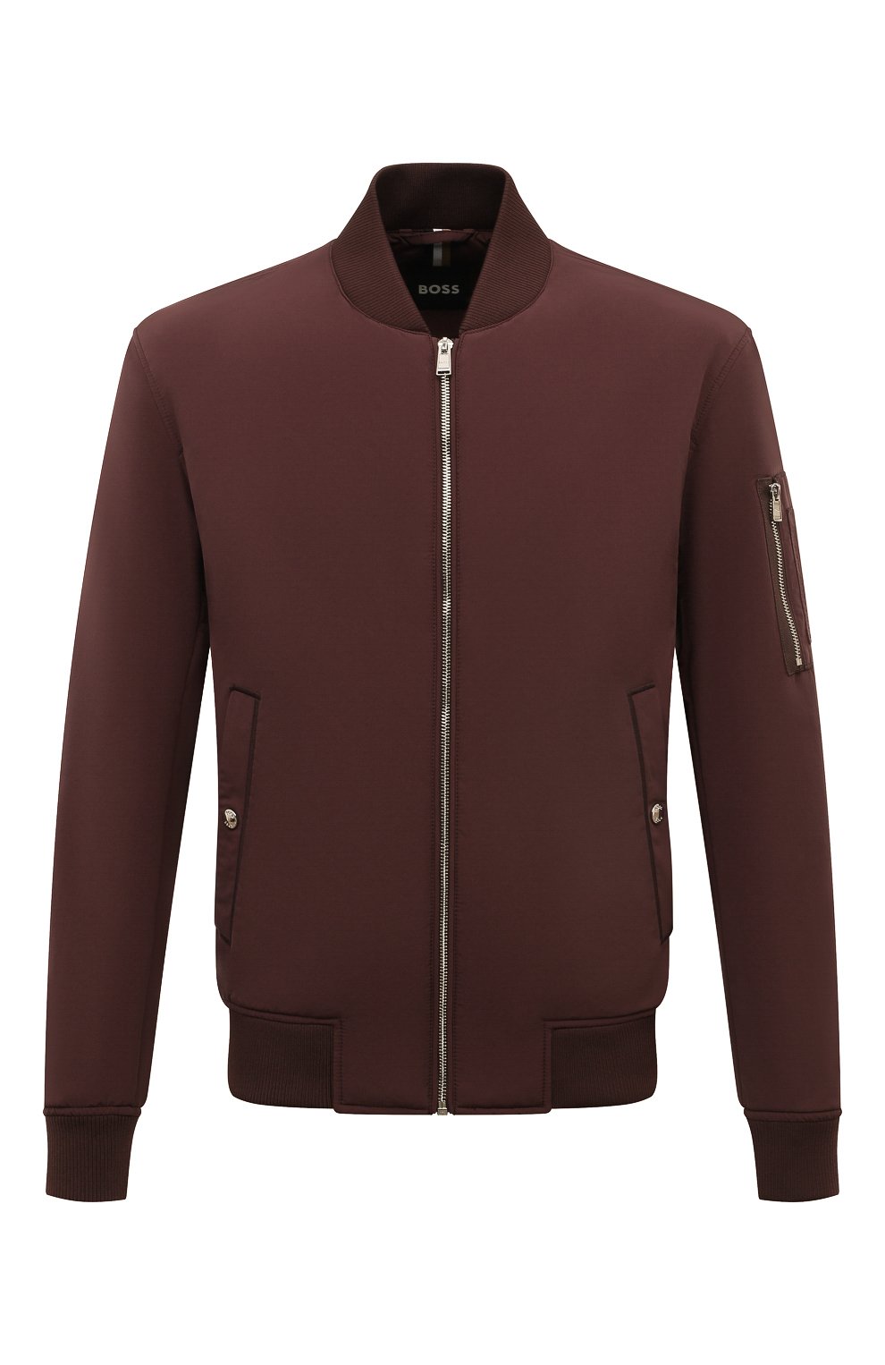 Утепленный бомбер BOSS бордового цвета по цене 39200 руб., арт. 50519981, фото 1 Утепленный бомбер BOSS, арт. 50519981, фото 1