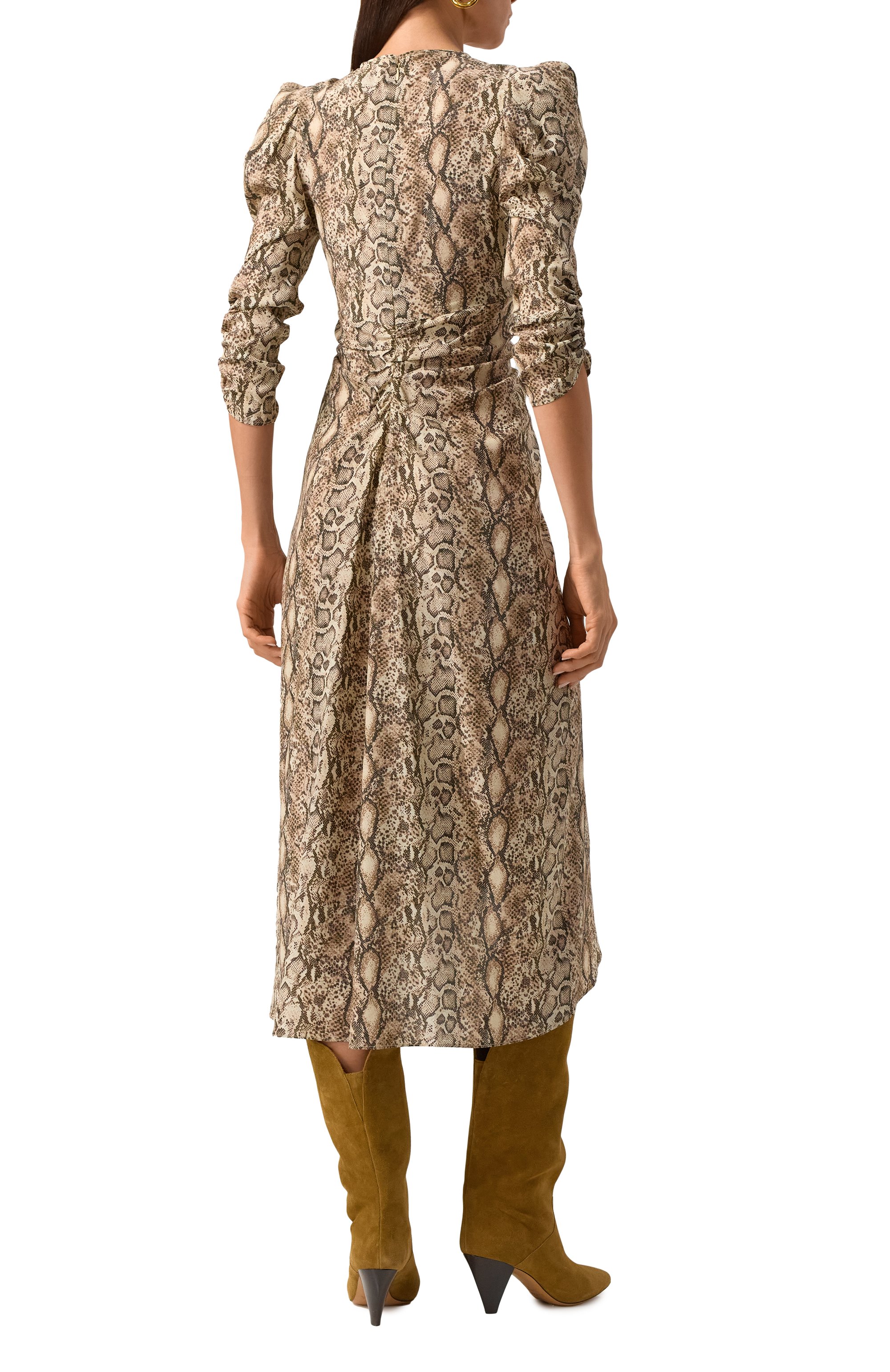 Шелковое платье ISABEL MARANT бежевого цвета по цене 146500 руб., арт. 25P/R00011FA-C1J05I, фото 4 Шелковое платье ISABEL MARANT, арт. 25P/R00011FA-C1J05I, фото 4