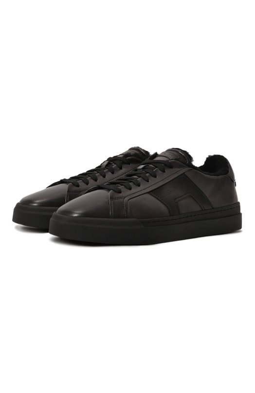 Кожаные кеды Gloria Santoni MBGT21779NE0PSS5G62 Серый MBGT21779NE0PSS5G62