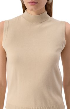 Женский топ из вискозы WEEKEND MAX MARA бежевого цвета, арт. BELGI0 | Фото 5 (Рукава: Короткие, Без рукавов; Длина (для топов): Стандартные; Материал внешний: Вискоза; Стили: Кэжуэл; Кросс-КТ: Трикотаж; Автоматизация состава: Проставлено; Автоматизация ТО: Проставлено)