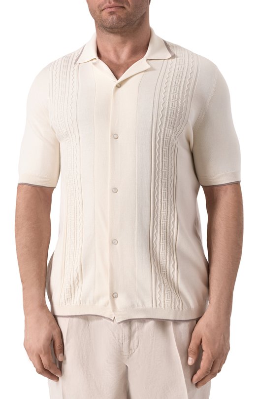 Хлопковая рубашка Brunello Cucinelli M29203415 Белый  M29203415 Фото 3