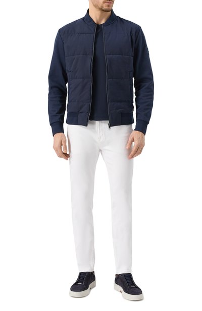 Комбинированная толстовка BOSS темно-синего цвета по цене 34350 руб., арт. 50532767, фото 2 Комбинированная толстовка BOSS, арт. 50532767, фото 2