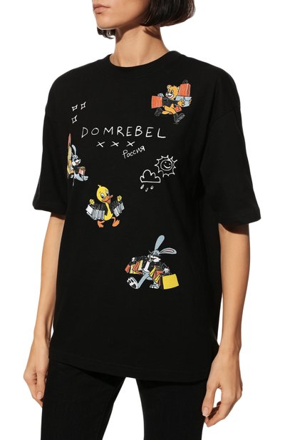 Хлопковая футболка DOMREBEL черного цвета по цене 14500 руб., арт. SH0PAH0LIC/T-SHIRT/W, фото 3 Хлопковая футболка DOMREBEL, арт. SH0PAH0LIC/T-SHIRT/W, фото 3