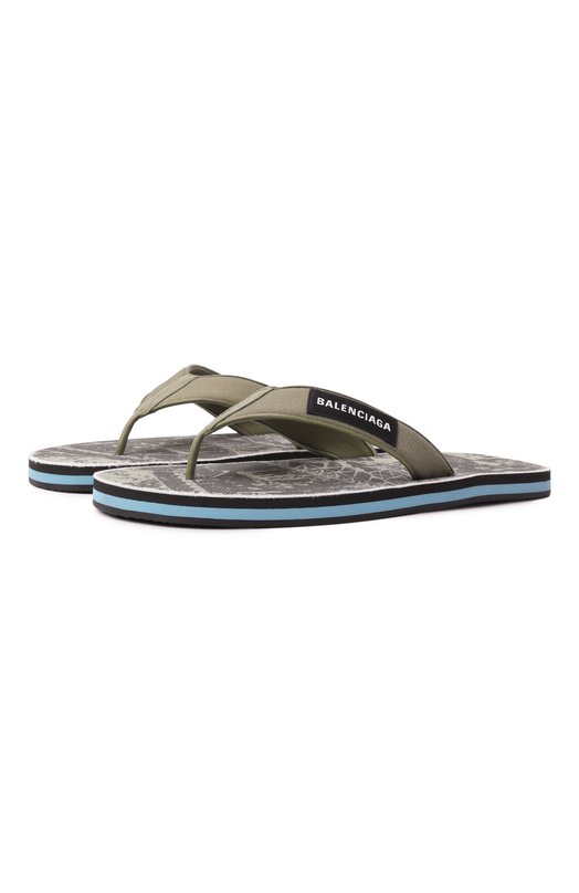 Текстильные шлепанцы Sunset Balenciaga 841422/W14S2 Хаки 841422/W14S2