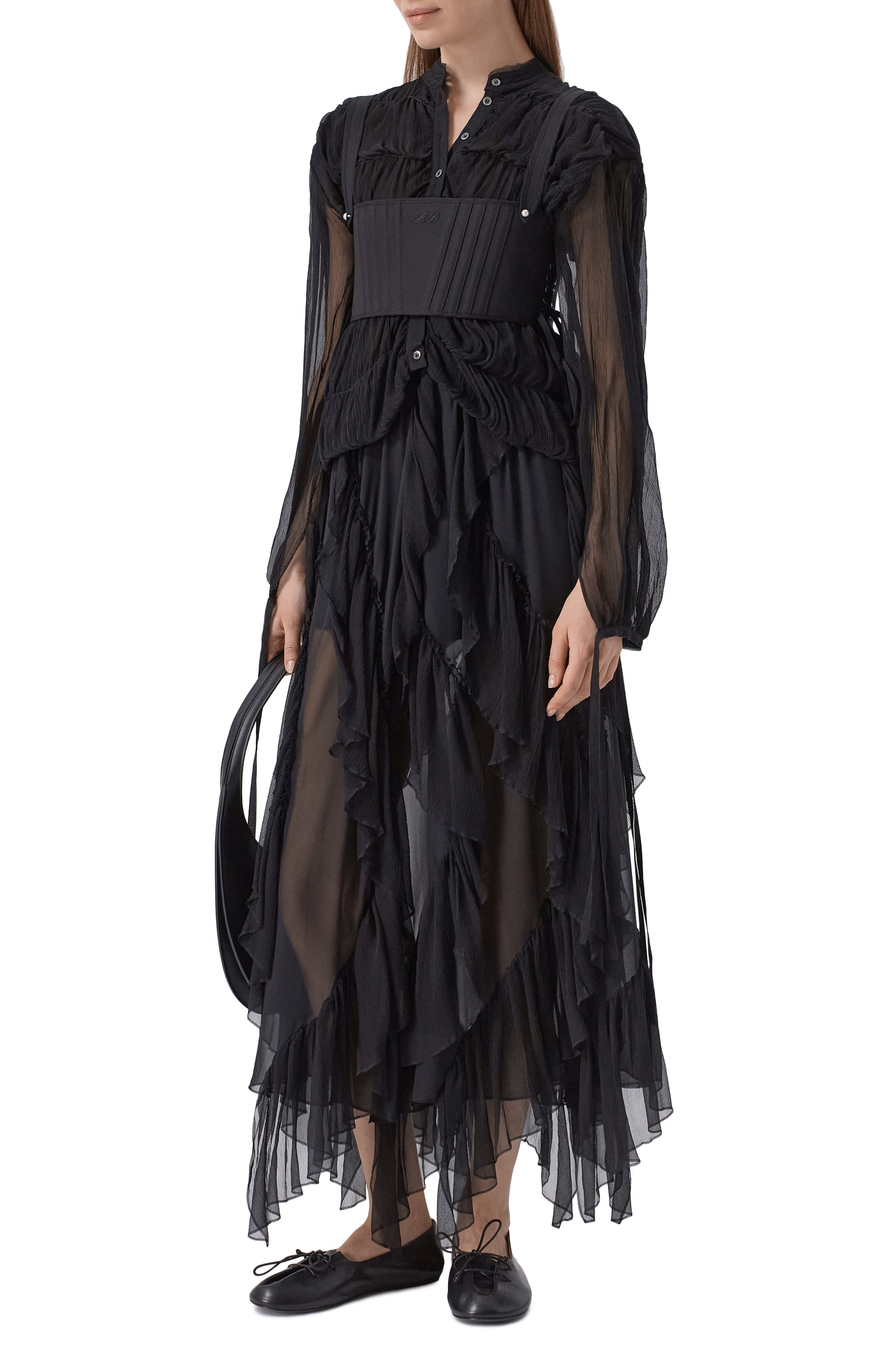 Хлопковый топ ANN DEMEULEMEESTER черного цвета по цене 78750 руб., арт. B0014031/FA709, фото 2 Хлопковый топ ANN DEMEULEMEESTER, арт. B0014031/FA709, фото 2