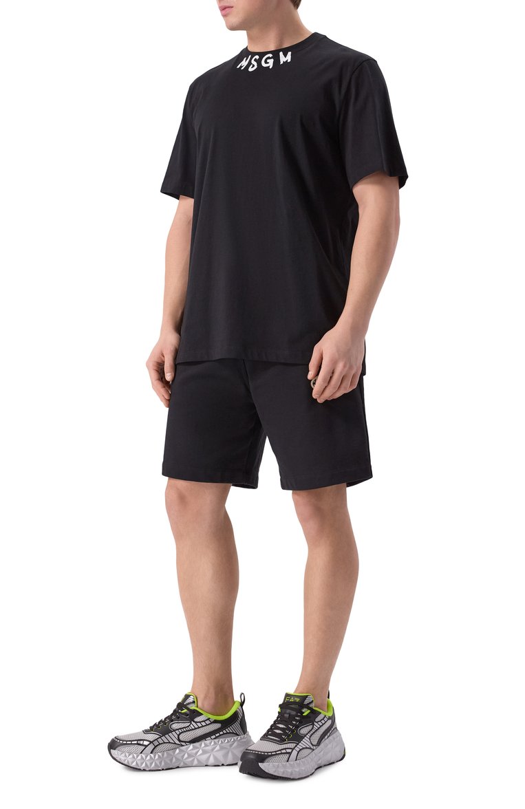 Мужская хлопковая футболка MSGM черного цвета, арт. 3840MM102/257002 | Фото 2 (Материал внешний: Хлопок; Длина (для топов): Стандартные; Рукава: Короткие; Принт: С принтом; Стили: Спорт-шик; Мужское Кросс-КТ: Футболка-одежда)