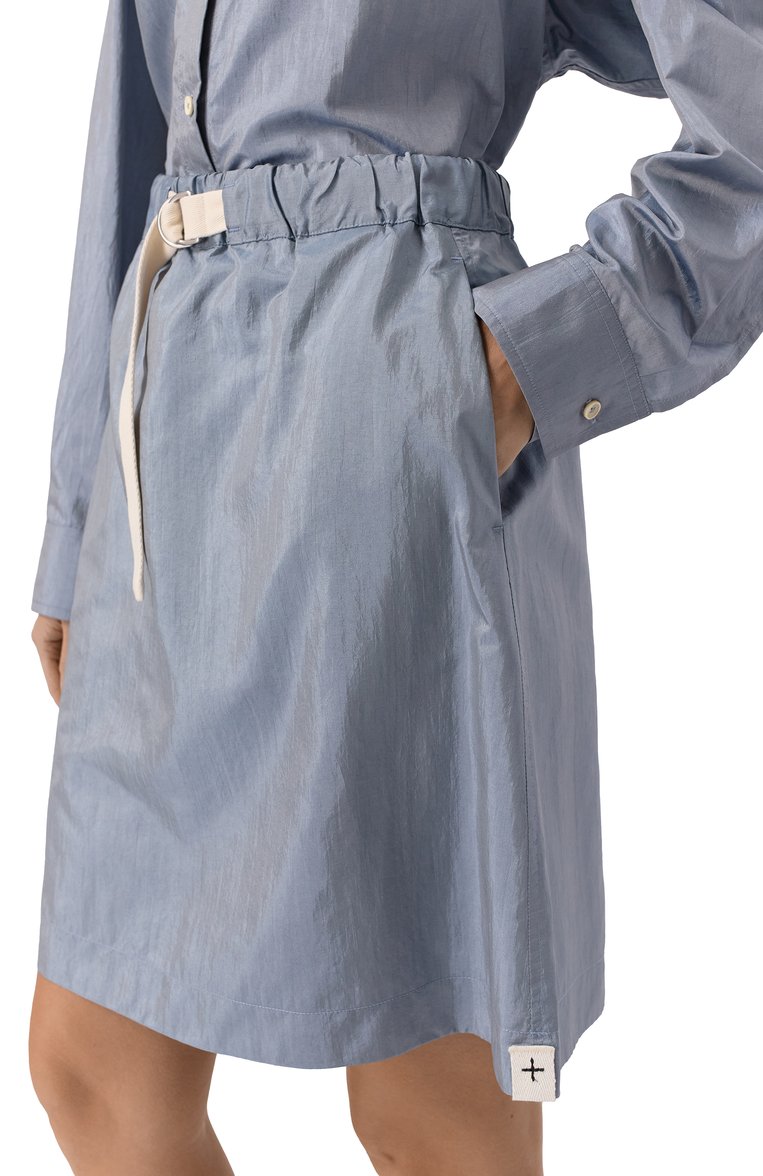 Женская юбка JIL SANDER голубого цвета, арт. J40MA0169-J70003 | Фото 5 (Длина Ж (юбки, платья, шорты): До колена; Материал внешний: Шелк, Синтетический материал; Стили: Кэжуэл; Кросс-КТ: костюм)