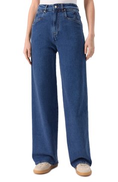 Женские джинсы KITON синего цвета, арт. DJ53102K0930F02 | Фото 3 (Длина (брюки, джинсы): Стандартные; Материал внешний: Хлопок, Деним; Силуэт Ж (брюки и джинсы): Расклешенные; Кросс-КТ: Деним; Детали: Делаве; Стили: Кэжуэл)