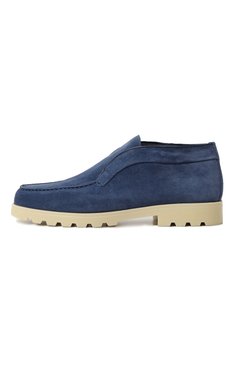 Женские замшевые ботинки SANTONI синего цвета, арт. WUDR70765TIRASH5E49 | Фото 2 (Подошва: Платформа; Материал утеплителя: Натуральный мех; Каблук высота: Низкий; Материал сплава: Проставлено; Драгоценные камни: Проставлено; Материал внешний: Замша; Женское Кросс-КТ: Дезерты-ботинки)