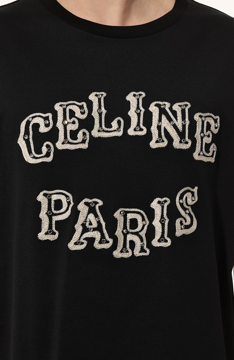 Мужская хлопковая футболка CELINE черного цвета, арт. 2X24J671Q | Фото 5 (Материал внешний: Хлопок; Длина (для топов): Стандартные; Рукава: Короткие; Принт: С принтом; Стили: Кэжуэл; Кросс-КТ: Джерси; Мужское Кросс-КТ: Футболка-одежд�а; Автоматизация состава: Проставлено; Детали: Без декора; Автоматизация ТО: Проставлено)