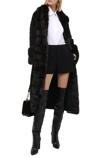 Шуба из меха соболя и каракульчи MANZONI24, арт. 20M854-PAZ/BLACK/EXTRADARK/38-46, фото 3