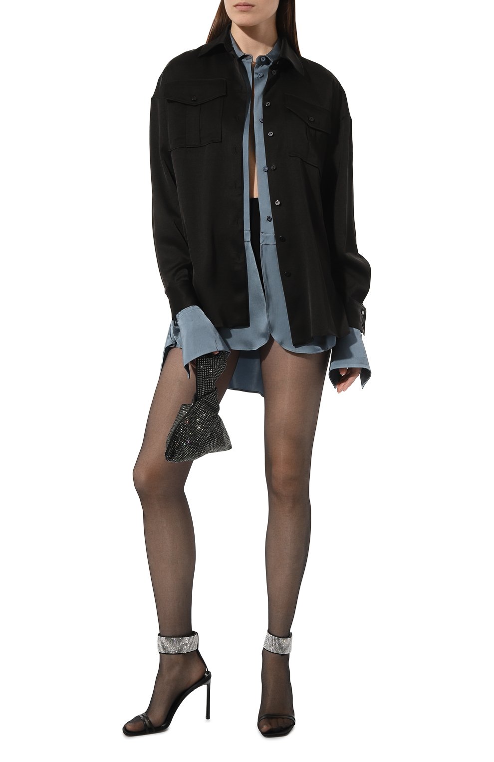 Атласная рубашка CHAPURIN черного цвета по цене 35000 руб., арт. BL/19907/28091-м/FW23-24, фото 2 Атласная рубашка CHAPURIN, арт. BL/19907/28091-м/FW23-24, фото 2