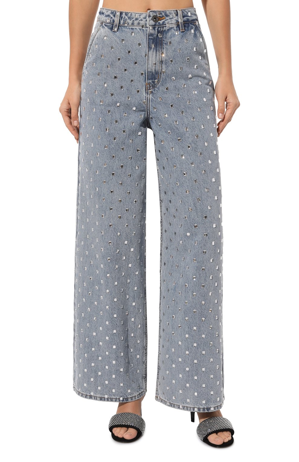 Джинсы с отделкой стразами SELF-PORTRAIT голубого цвета по цене 79950 руб., арт. PF24-839P-BL, фото 3 Джинсы с отделкой стразами SELF-PORTRAIT, арт. PF24-839P-BL, фото 3