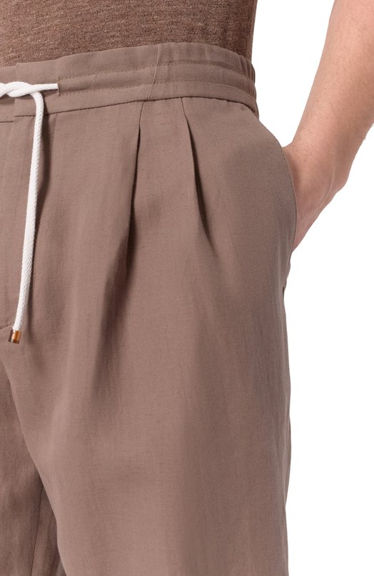 Шорты изо льна и хлопка Brunello Cucinelli MH255U0020 Коричневый  MH255U0020 Фото 5