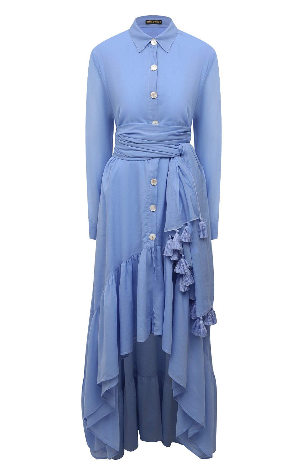 Хлопковое платье ERIKA PENA голубого цвета по цене 35300 руб., арт. EVASHIRTDRESS, фото 1 Хлопковое платье ERIKA PENA, арт. EVASHIRTDRESS, фото 1