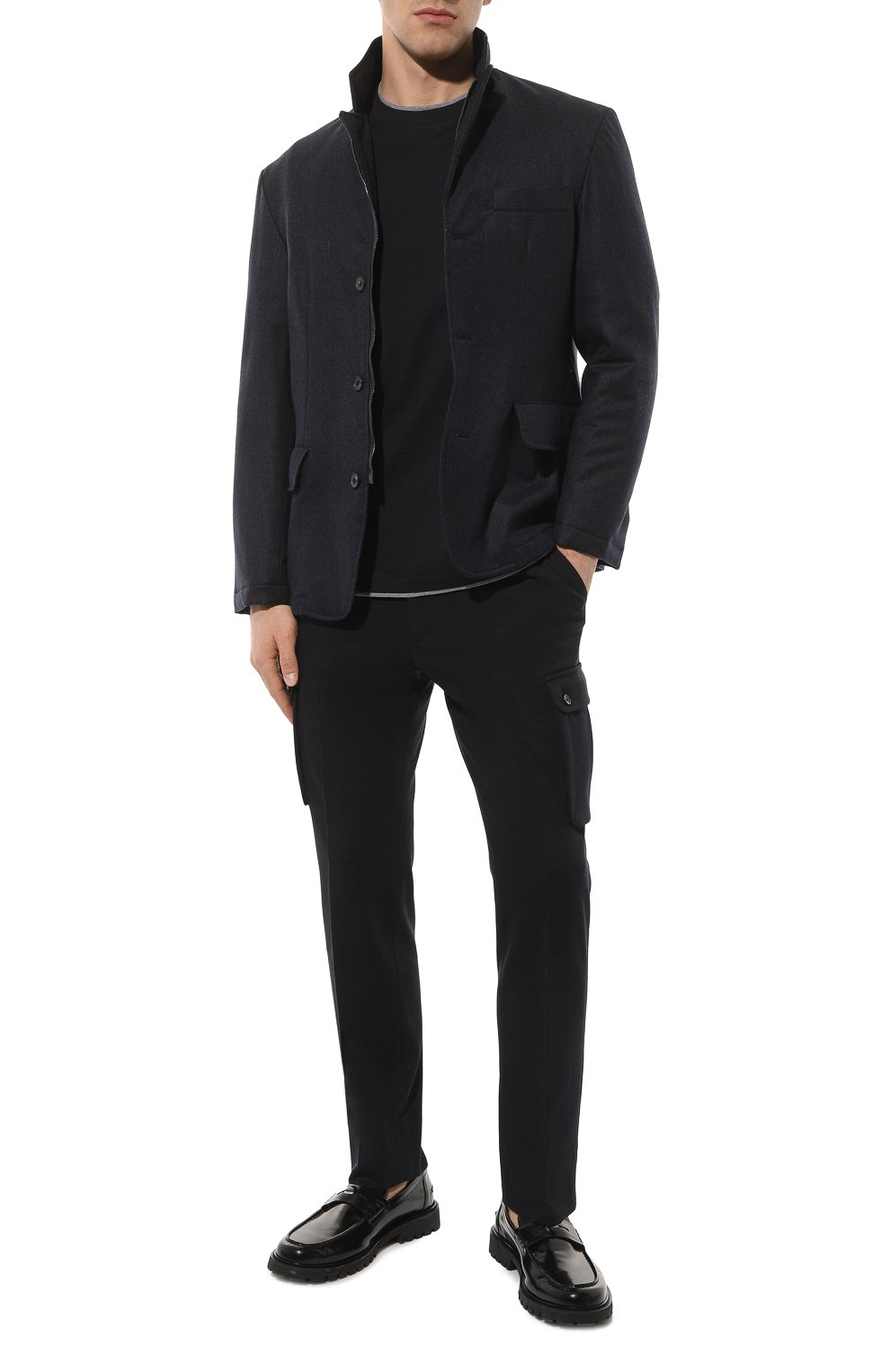 Брюки-карго из шерсти и хлопка CORNELIANI темно-синего цвета по цене 52750 руб., арт. 934L14-9318800, фото 2 Брюки-карго из шерсти и хлопка CORNELIANI, арт. 934L14-9318800, фото 2