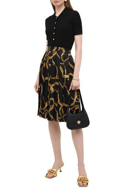 Кожаные мюли medusa chain VERSACE золотого цвета по цене 104000 руб., арт. DST563H/DNA32, фото 2 Кожаные мюли medusa chain VERSACE, арт. DST563H/DNA32, фото 2