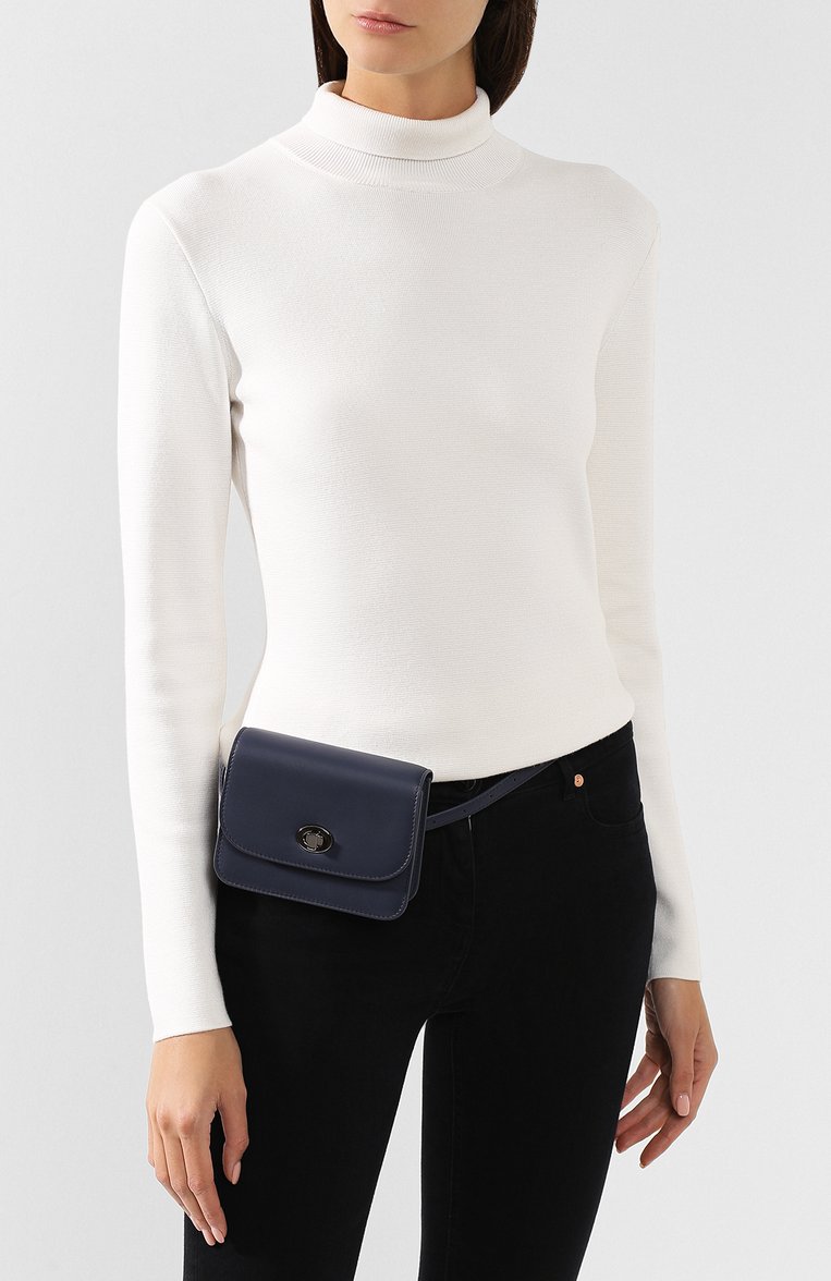 Женская поясная сумка flap pouch LORO PIANA темно-синего цвета, арт. FAI7095 | Фото 5 (Статус проверки: Проверена категория, Проверено; Размер: mini; Материал: Натуральная кожа; Ремень/цепочка: На ремешке; Стили: Классический)