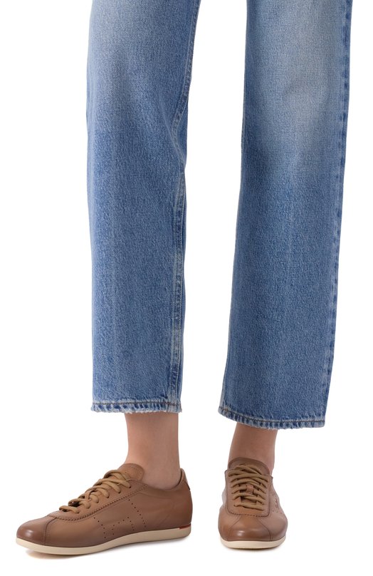 Кожаные кеды Santoni WBYG61449TIRTFIY Бежевый  WBYG61449TIRTFIY Фото 2