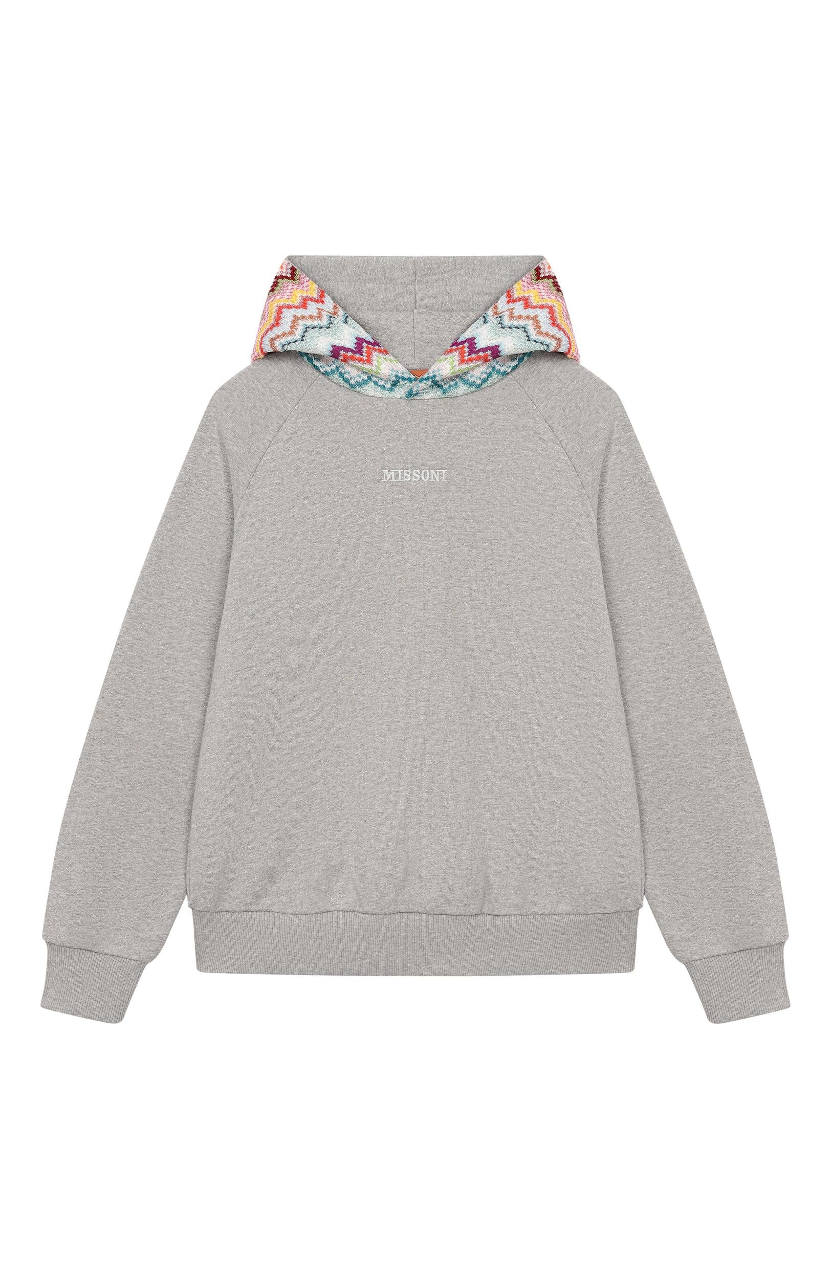 Хлопковое худи MISSONI серого цвета по цене 22500 руб., арт. MZ4B30/Z4104_001, фото 1 Хлопковое худи MISSONI, арт. MZ4B30/Z4104_001, фото 1