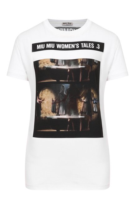 Женская хлопковая футболка MIU MIU, арт. MJN051-1QD2-F0009