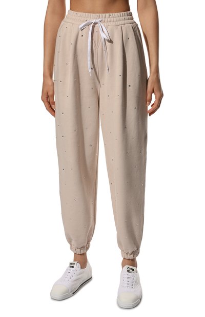 Хлопковые джоггеры MIU MIU, арт. MJP224-1ZFR-F0036, фото 3