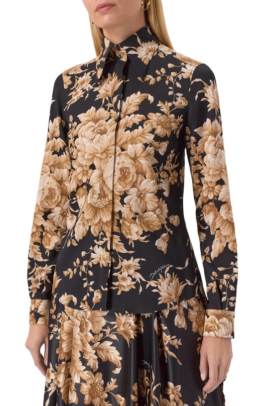 Шелковая рубашка Dolce & Gabbana F5R64T/FSA7Y Чёрный  F5R64T/FSA7Y Фото 3