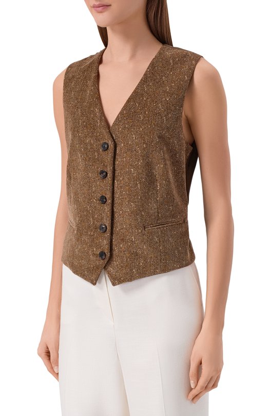 Хлопковый жилет Loro Piana FA04098 Коричневый  FA04098 Фото 3