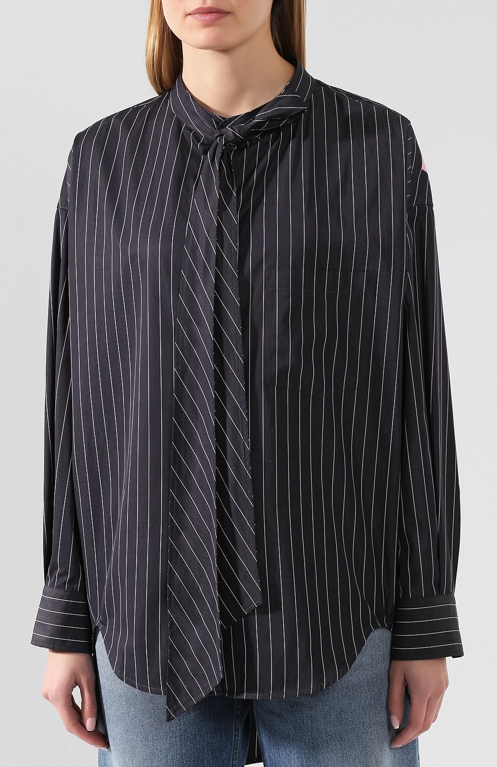 Хлопковая рубашка BALENCIAGA черно-белого цвета по цене 67300 руб., арт. 520497/TGM04, фото 3 Хлопковая рубашка BALENCIAGA, арт. 520497/TGM04, фото 3