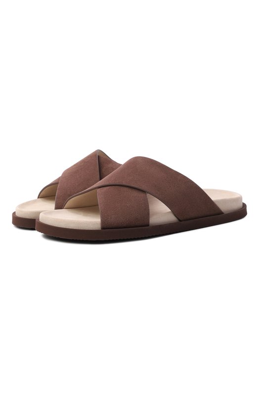 Замшевые шлепанцы Brunello Cucinelli MZUS0LY327 Коричневый MZUS0LY327