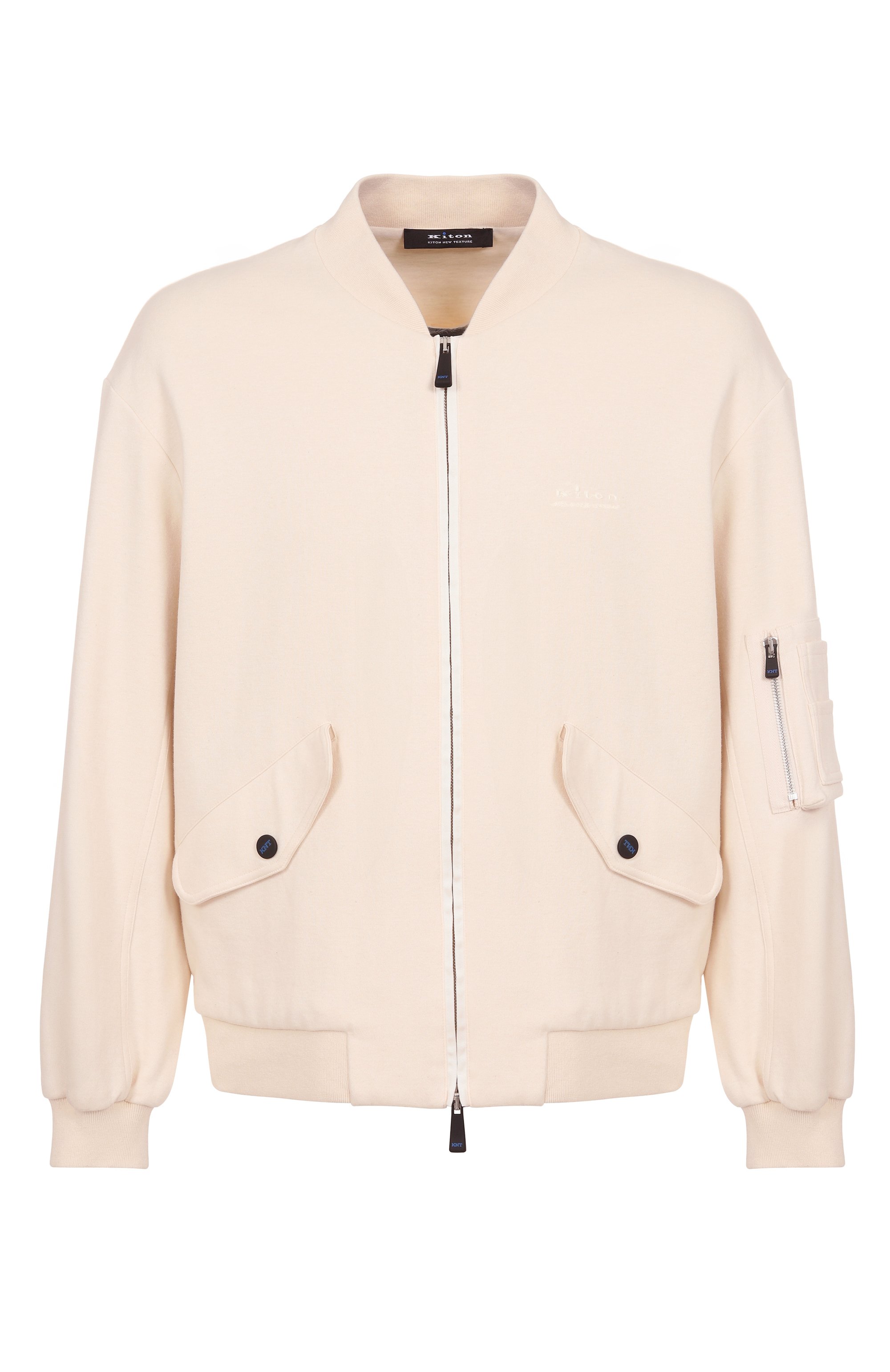 Бомбер из хлопка и шелка KITON кремового цвета по цене 246000 руб., арт. UMM062608, фото 1 Бомбер из хлопка и шелка KITON, арт. UMM062608, фото 1