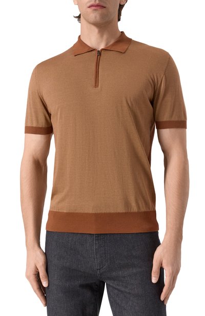 Поло из хлопка и шелка CORNELIANI коричневого цвета по цене 67300 руб., арт. 25M522-2525105, фото 3 Поло из хлопка и шелка CORNELIANI, арт. 25M522-2525105, фото 3