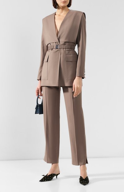 Шерстяные брюки JM STUDIO коричневого цвета по цене 23980 руб., арт. FW192031, фото 2 Шерстяные брюки JM STUDIO, арт. FW192031, фото 2