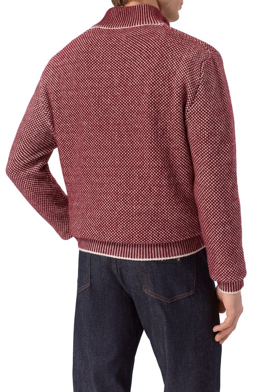Шерстяной кардиган Kiton UMM072202 Бордовый  UMM072202 Фото 4
