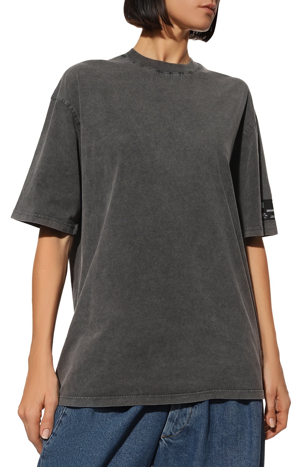 Хлопковая футболка DIEGO VENTURINO темно-серого цвета по цене 16400 руб., арт. FW22-DV TS0 PATCH_WMN, фото 3 Хлопковая футболка DIEGO VENTURINO, арт. FW22-DV TS0 PATCH_WMN, фото 3