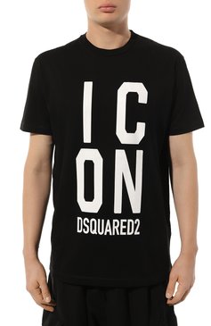 Мужская хлопковая футболка DSQUARED2 черного цвета, арт. S79GC0077/S23009 | Фото 3 (Рукава: Короткие; Длина (для топов): Стандартные; Принт: С принтом; Материал сплава: Проставлено; Материал внешний: Хлопок; Стили: Спорт-шик; Драгоценные камни: Проставлено)