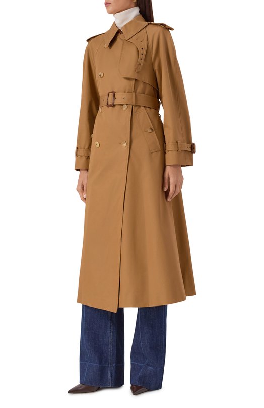 Хлопковый тренч Chloé CH25AMA19093 Бежевый  CH25AMA19093 Фото 3