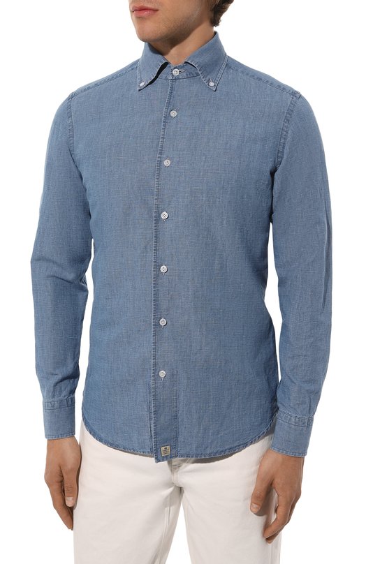 Рубашка из хлопка и льна Sonrisa Голубой, фото 3