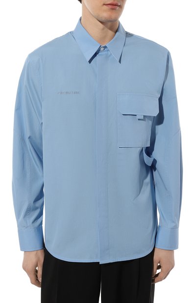Хлопковая рубашка HELMUT LANG голубого цвета по цене 44000 руб., арт. M10HM504, фото 3 Хлопковая рубашка HELMUT LANG, арт. M10HM504, фото 3