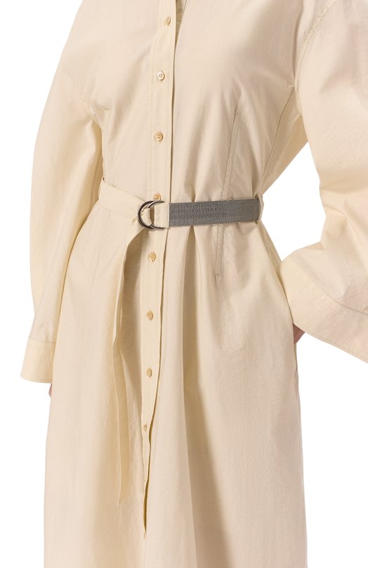 Хлопковое платье Brunello Cucinelli M0F79AHB46 Кремовый  M0F79AHB46 Фото 5