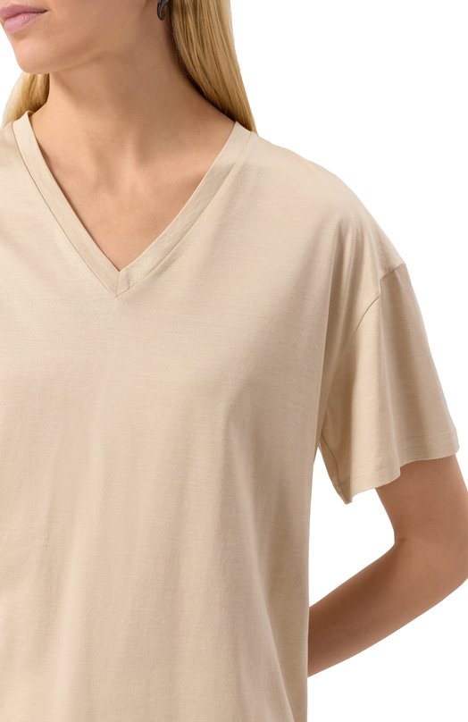 Футболка из шелка и хлопка Kiton D59420K0925F06 Бежевый  D59420K0925F06 Фото 5