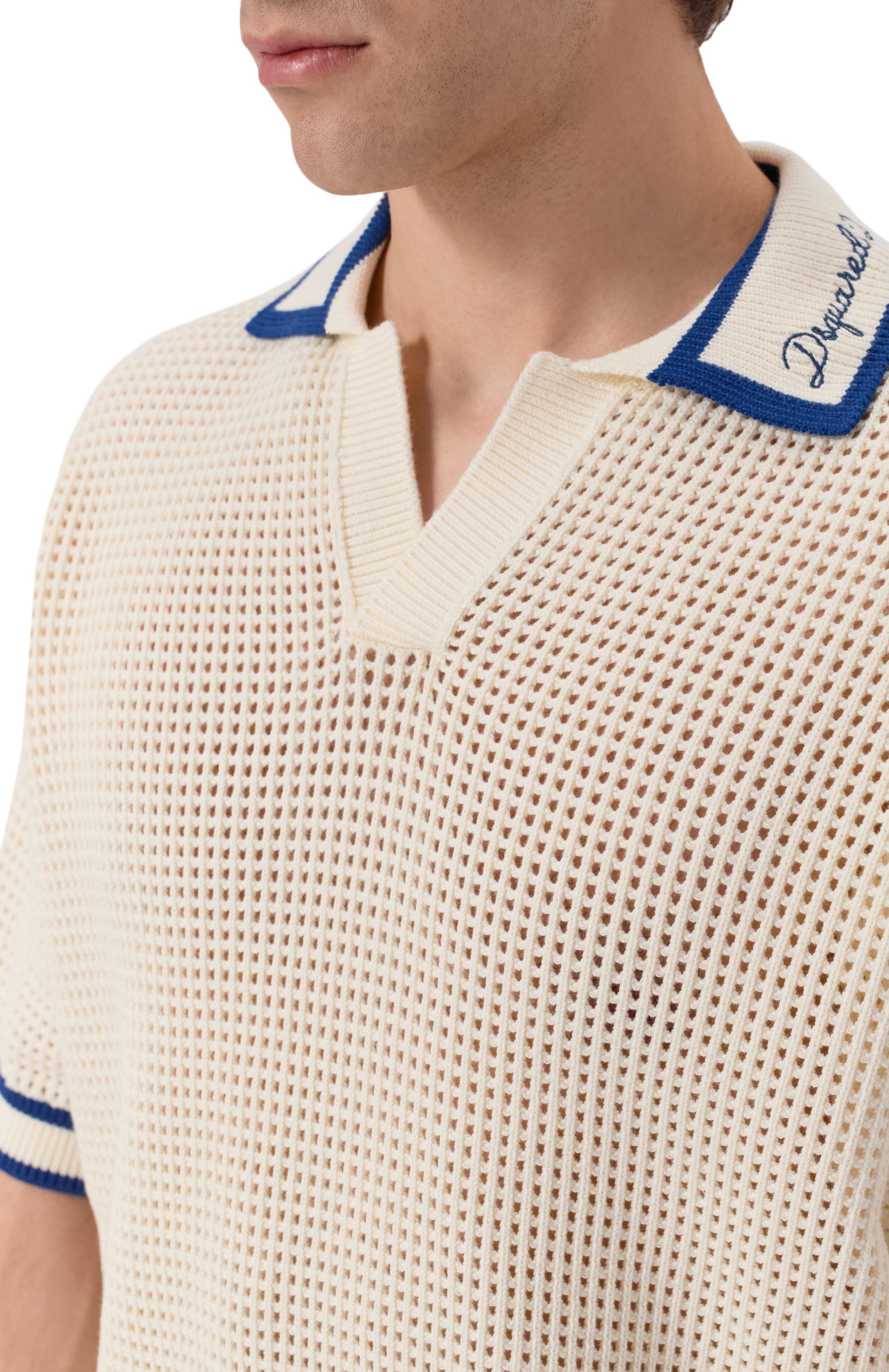 Хлопковое поло DSQUARED2 кремового цвета по цене 78600 руб., арт. S74HA1598/D13194, фото 5 Хлопковое поло DSQUARED2, арт. S74HA1598/D13194, фото 5