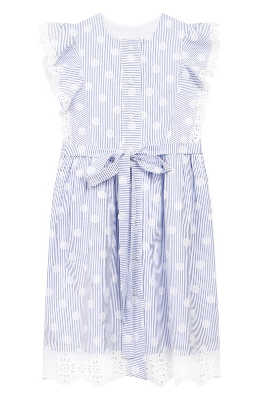 

Хлопковое платье с поясом Oscar de la Renta, Голубой