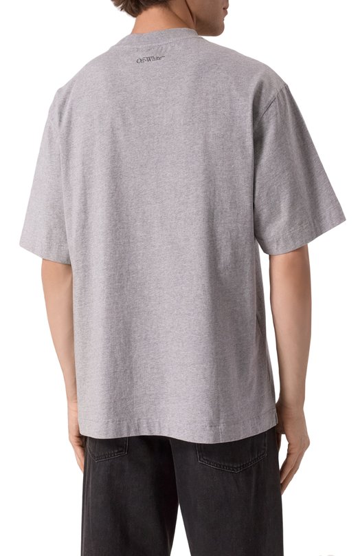 Хлопковая футболка Off-White 0MAA120S25JER002 Серый  0MAA120S25JER002 Фото 4