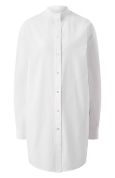 Женская хлопковая рубашка JIL SANDER белого цвета, арт. J05DL0110/J45001 | Фото 1 (Рукава: Длинные; Драгоценные камни: Проставлено; Материал сплава: Проставлено; Длина (для топов): Удлиненные; Стили: Кэжуэл; Принт: �Без принта; Женское Кросс-КТ: Рубашка-одежда; Материал внешний: Хлопок)