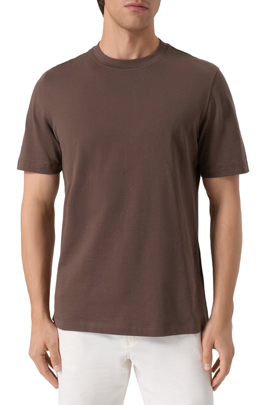 Хлопковая футболка Brunello Cucinelli M0B131308 Коричневый  M0B131308 Фото 3