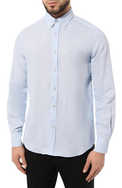 Льняная рубашка PAUL&SHARK голубого цвета по цене 28500 руб., арт. 23413262J, фото 3 Льняная рубашка PAUL&SHARK, арт. 23413262J, фото 3