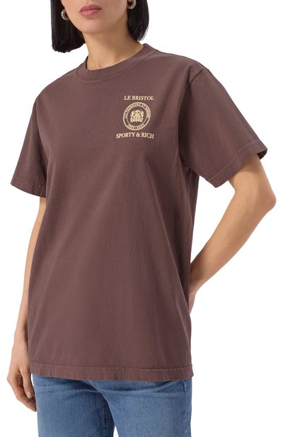 Хлопковая футболка sporty & rich x le bristol paris SPORTY AND RICH, арт. T0043517618BR03, фото 3