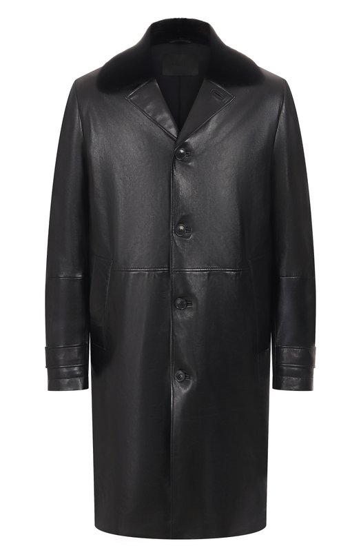 Кожаное пальто с воротником из норки MVST M25.1PM.C003 Чёрный M25.1PM.C003